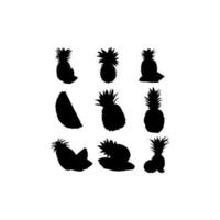 fresh pineapple collection set silhouette design vector