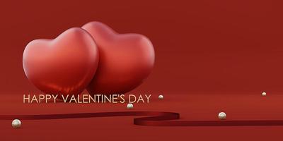 valentines day background red hearts and gifts sweet colors 3d illustration photo