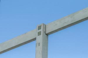 Precast concrete elements during installation on construction site photo