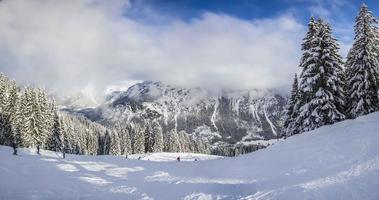 Picture of cloud covered mountains in Austria at wintertime