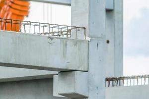 Precast concrete elements on a construction site durung installation process photo