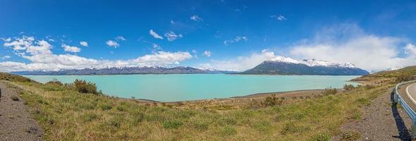 Panoramic view over argentine steppe near Lago Argentino during the day photo