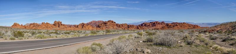 Panoramic picture of colorful rock formation in the valley of fire state park in Nevada x photo