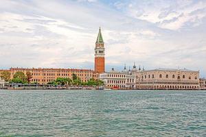 Panoramic view on Venice from lagoon during daytime photo