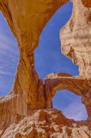 Panoramic picture of natural and geological wonders of Arches national park in Utah in winter photo