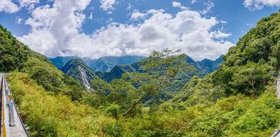 vista panorámica de la jungla desde la carretera de la isla cruzada de zhongbu en taiwán en verano foto