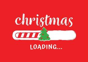 barra de progreso con inscripción - carga de navidad en estilo incompleto sobre fondo rojo. ilustración vectorial de navidad para el diseño de camisetas, afiches o tarjetas de felicitación. vector