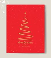 Merry Christmas tree outline greeting text card golden vector illustration design background. Greeting card. Xmas tree.