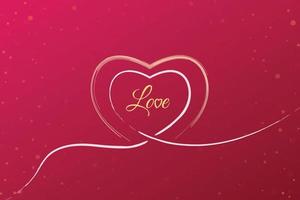 Love word hand drawn lettering and calligraphy with line hearts on pink background, vector illustration minimal design