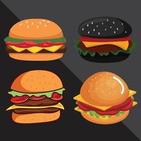 burger cheeseburger bun bread tomato meat lettuce beef fast isolated meal lunch salad snack vector
