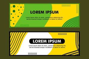 a set background banner in green and yellow color with flat design style vector