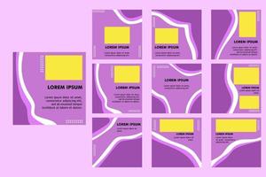 a background set social media post in purple color vector