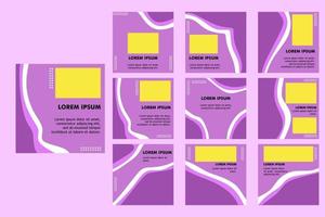 a background set social media post in purple color vector