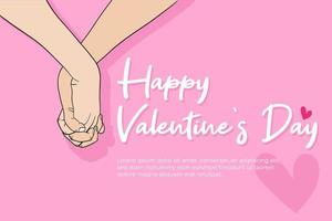 happy valentines day background with illustration of a couple holding hands vector