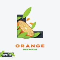 alfabeto l naranja edición de frutas vector