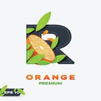 alfabeto r naranja edición de frutas vector