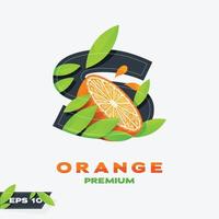 edición de la fruta naranja del alfabeto s vector