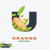 alfabeto u edición de frutas naranjas vector