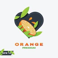 icono de amor edición de frutas naranjas vector