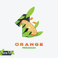 edición de fruta naranja numérica 1 vector