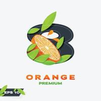 edición de fruta naranja numérica 8 vector