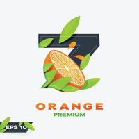 edición de fruta naranja numérica 7 vector