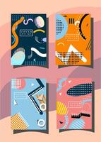 Cover set design, abstract memphis style. vector