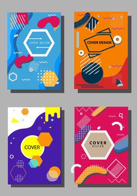 Cover set design, abstract memphis style.