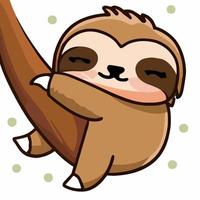 Cute chibi sloth kawaii illustration lazy sloth sleepy graphic vector