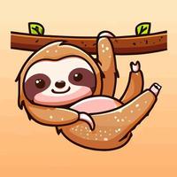 Cute chibi sloth kawaii illustration lazy sloth sleepy graphic vector