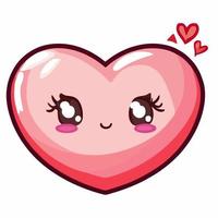 día de san valentín ilustración de corazón lindo corazón kawaii chibi estilo de dibujo vectorial dibujos animados de corazón día de san valentín vector