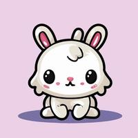 lindo conejo ilustración conejo kawaii chibi estilo de dibujo vectorial conejo dibujos animados vector
