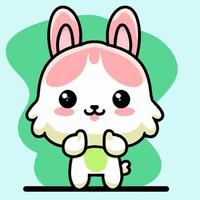 lindo conejo ilustración conejo kawaii chibi estilo de dibujo vectorial conejo dibujos animados vector