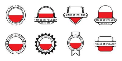 set of made in poland logo outline vector illustration template icon graphic design. bundle collection of flag country with various of badge and typography for business export