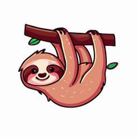 Cute chibi sloth kawaii illustration lazy sloth sleepy graphic vector