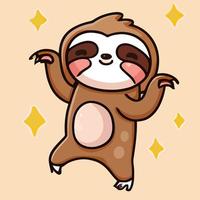 Cute chibi sloth kawaii illustration lazy sloth sleepy graphic vector