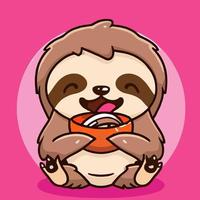 Cute chibi sloth kawaii illustration lazy sloth sleepy graphic vector