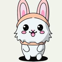 lindo conejo ilustración conejo kawaii chibi estilo de dibujo vectorial conejo dibujos animados vector