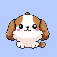 ilustración de perro lindo perro kawaii chibi estilo de dibujo vectorial dibujos animados de perro vector