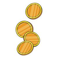 golden of coins several coins are falling. cartoon vector