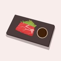 Japanese national cuisine, kobe beef. Vector illustration.