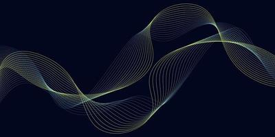 Vector abstract dark blue background with yellow blue line gradient wave.