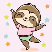 Cute chibi sloth kawaii illustration lazy sloth sleepy graphic vector