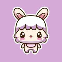 lindo conejo ilustración conejo kawaii chibi estilo de dibujo vectorial conejo dibujos animados vector