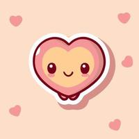 día de san valentín ilustración de corazón lindo corazón kawaii chibi estilo de dibujo vectorial dibujos animados de corazón día de san valentín vector