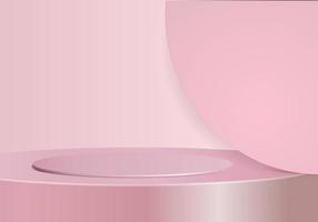 3d display product abstract scene with podium in pink background show cosmetic vector