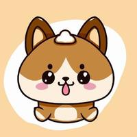 ilustración de perro lindo perro kawaii chibi estilo de dibujo vectorial dibujos animados de perro vector