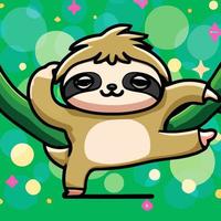 Cute chibi sloth kawaii illustration lazy sloth sleepy graphic vector