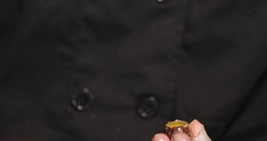 The Chef Peeling Off The Top Shell Of Quail Egg With A Sharp Knife - Closeup Shot Slow Motion video