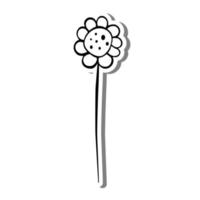 Black line doodle Flower. Hand drawn cartoon style. Vector illustration for decorate, coloring and any design.